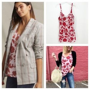 Cabi Style #5533 Pink Adore Floral Spaghetti Strap Top Womens Size Medium